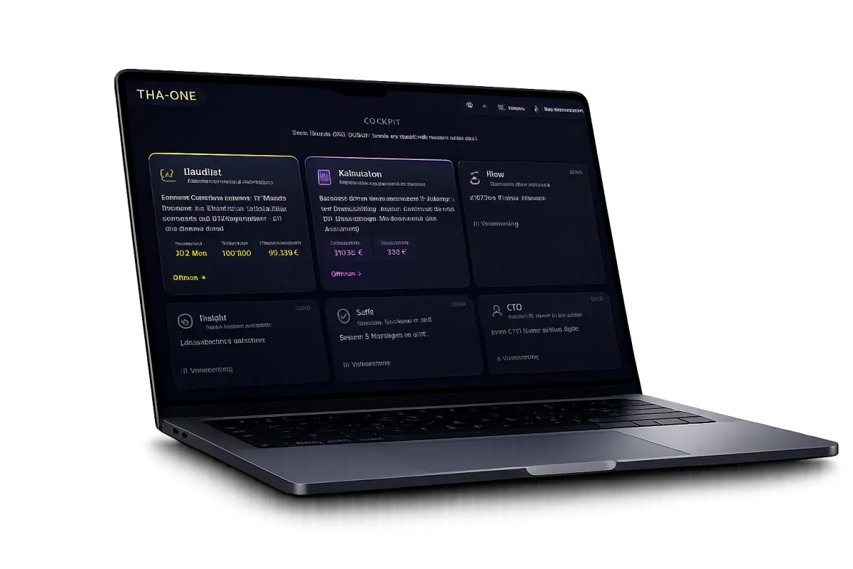 THA·ONE Cockpit – Online-Dashboard im Laptop