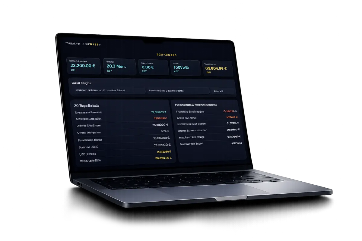 Pricing Module – online dashboard on a laptop